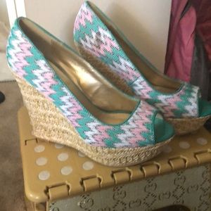 Pink and aqua wedges